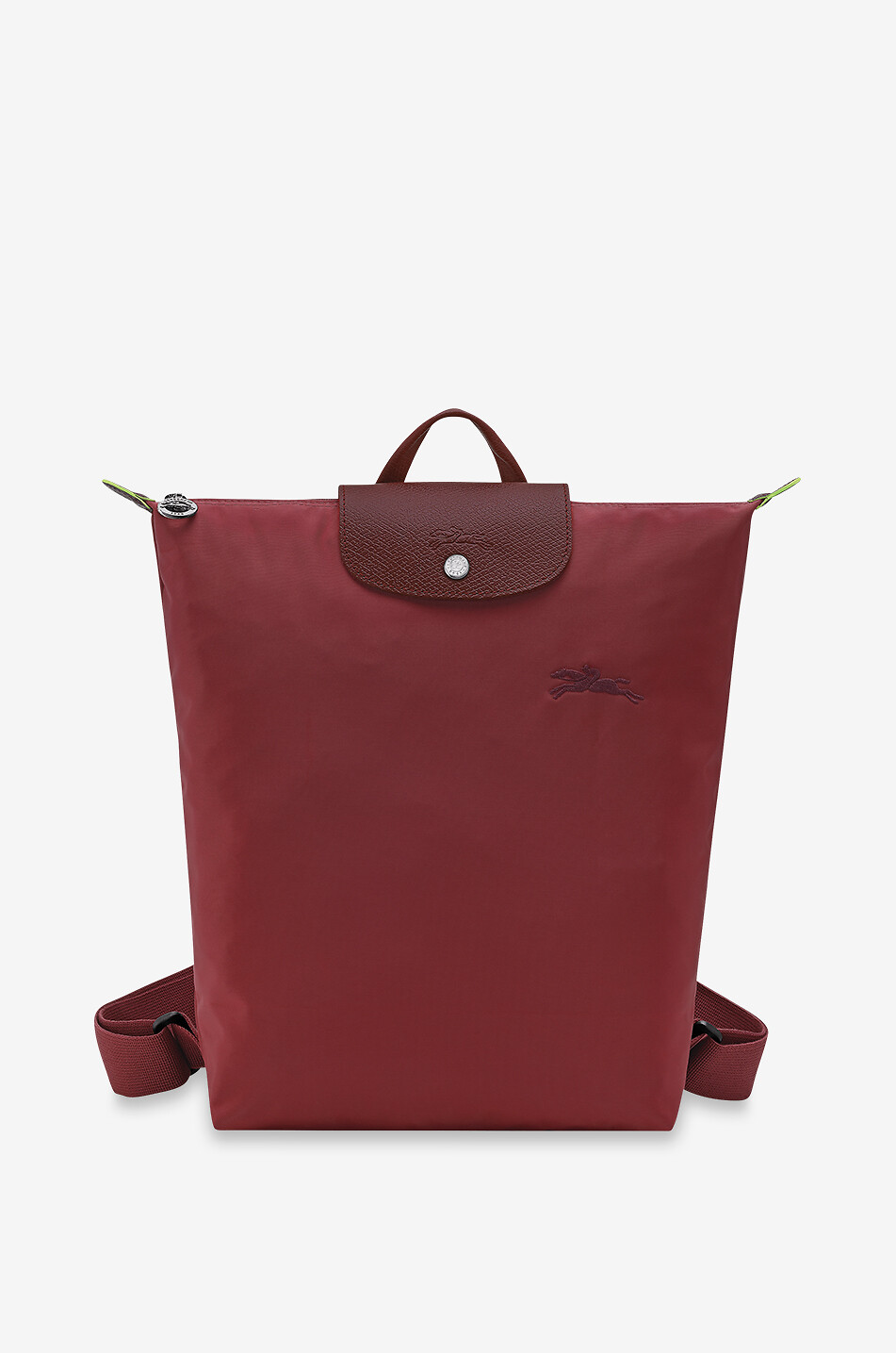 LONGCHAMP Sac à dos en toile et cuir de Russie Le Pliage Green M Femme ROUGE FONCÉ 1