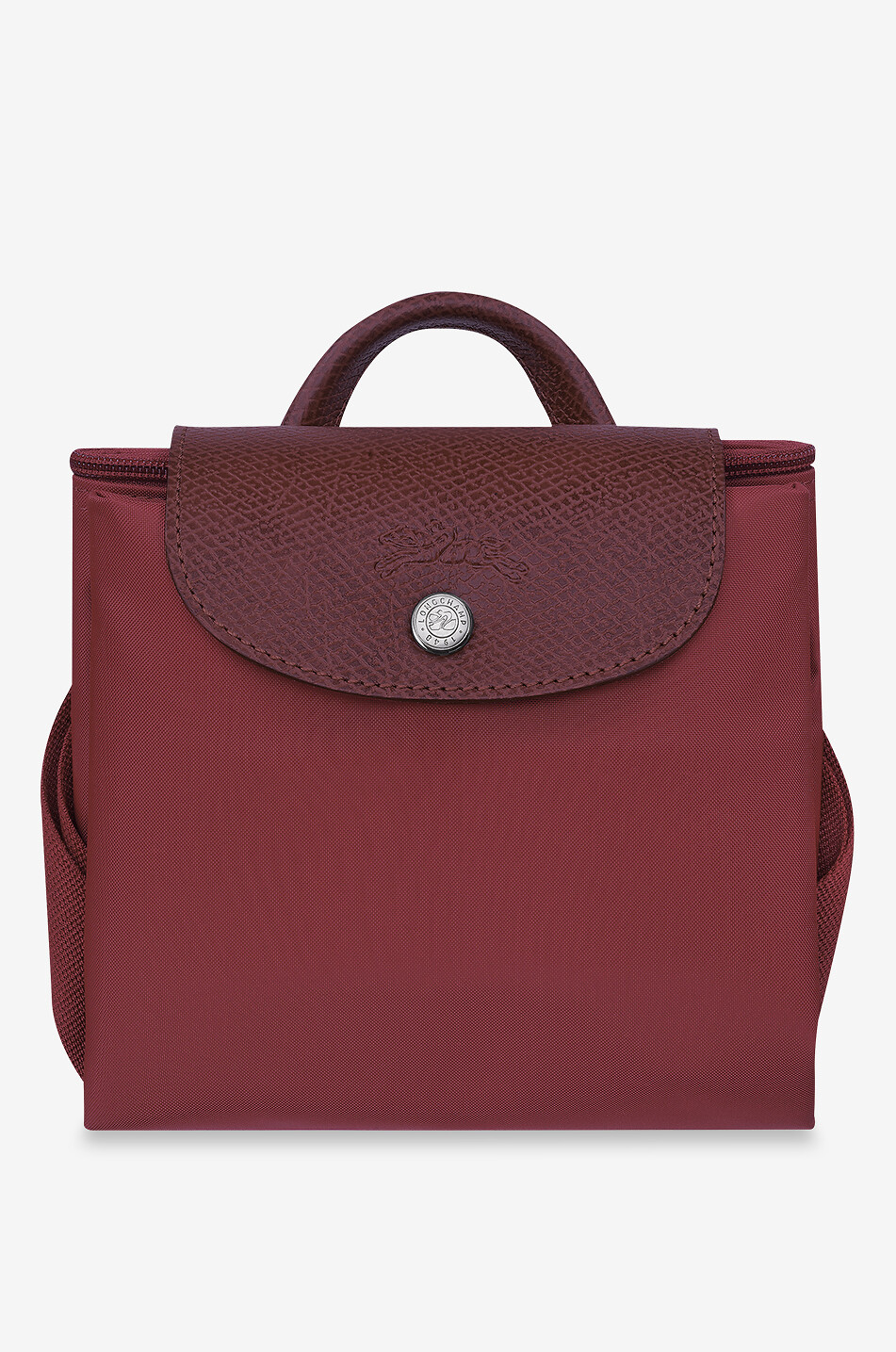 LONGCHAMP Sac à dos en toile et cuir de Russie Le Pliage Green M Femme ROUGE FONCÉ 7