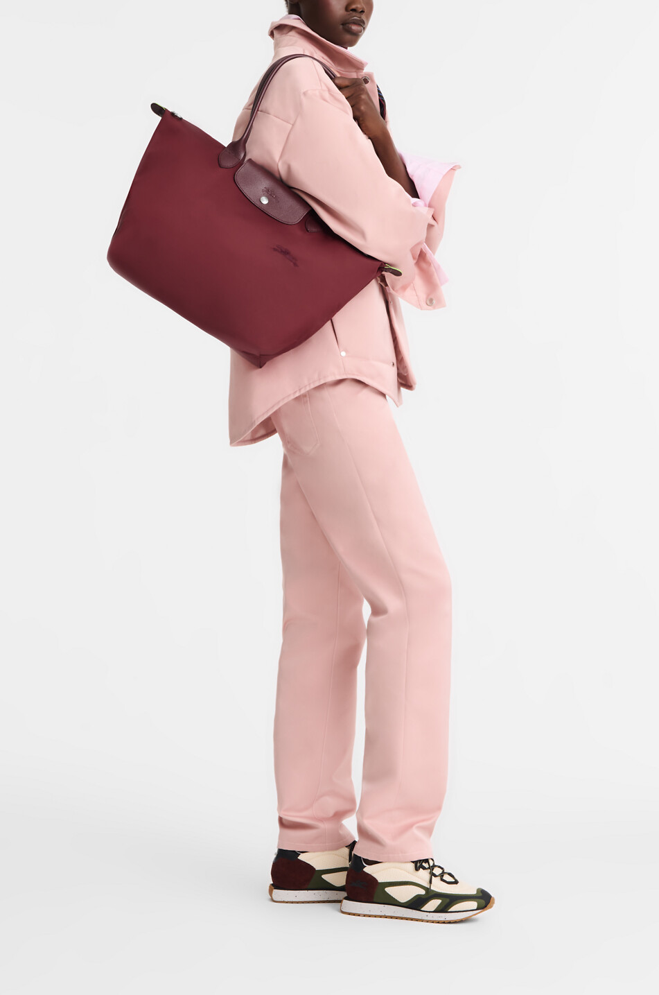 LONGCHAMP Le Pliage Green L Recycled canvas shopping bag Women DARK RED 3