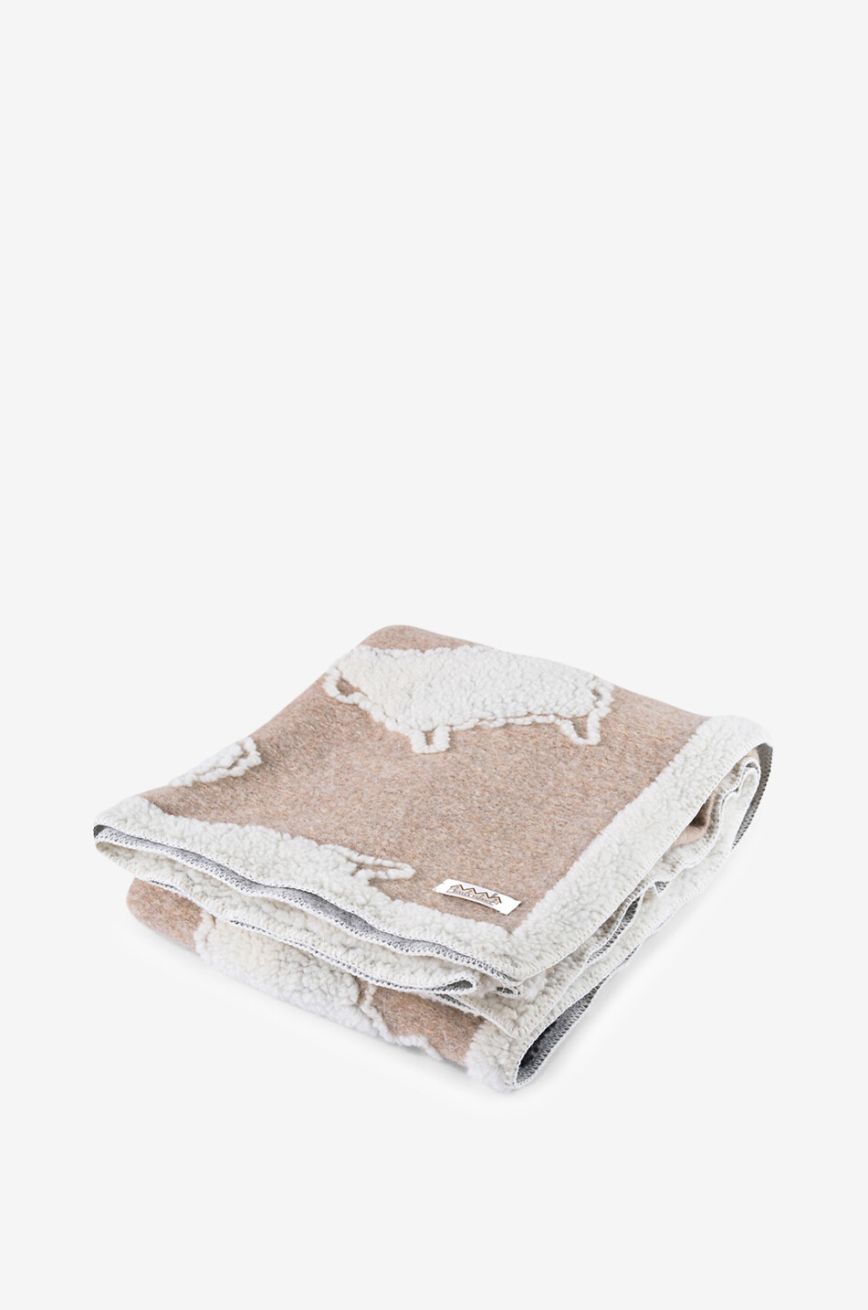 Sheep embroidered virgin wool blanket