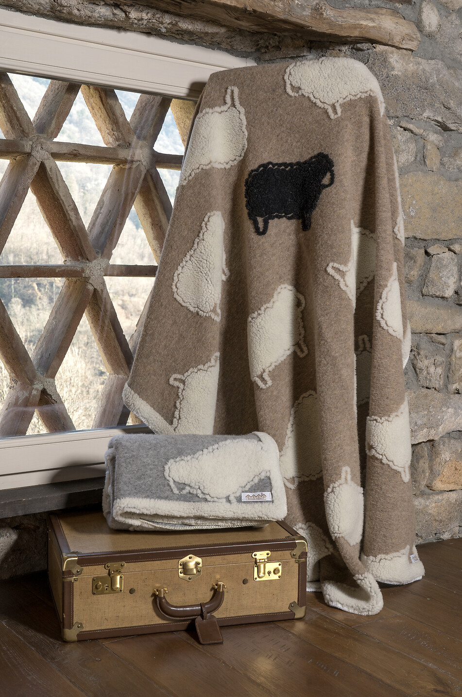 BIELLA FABRICS Sheep embroidered virgin wool blanket Home MULTI COLOURED 3