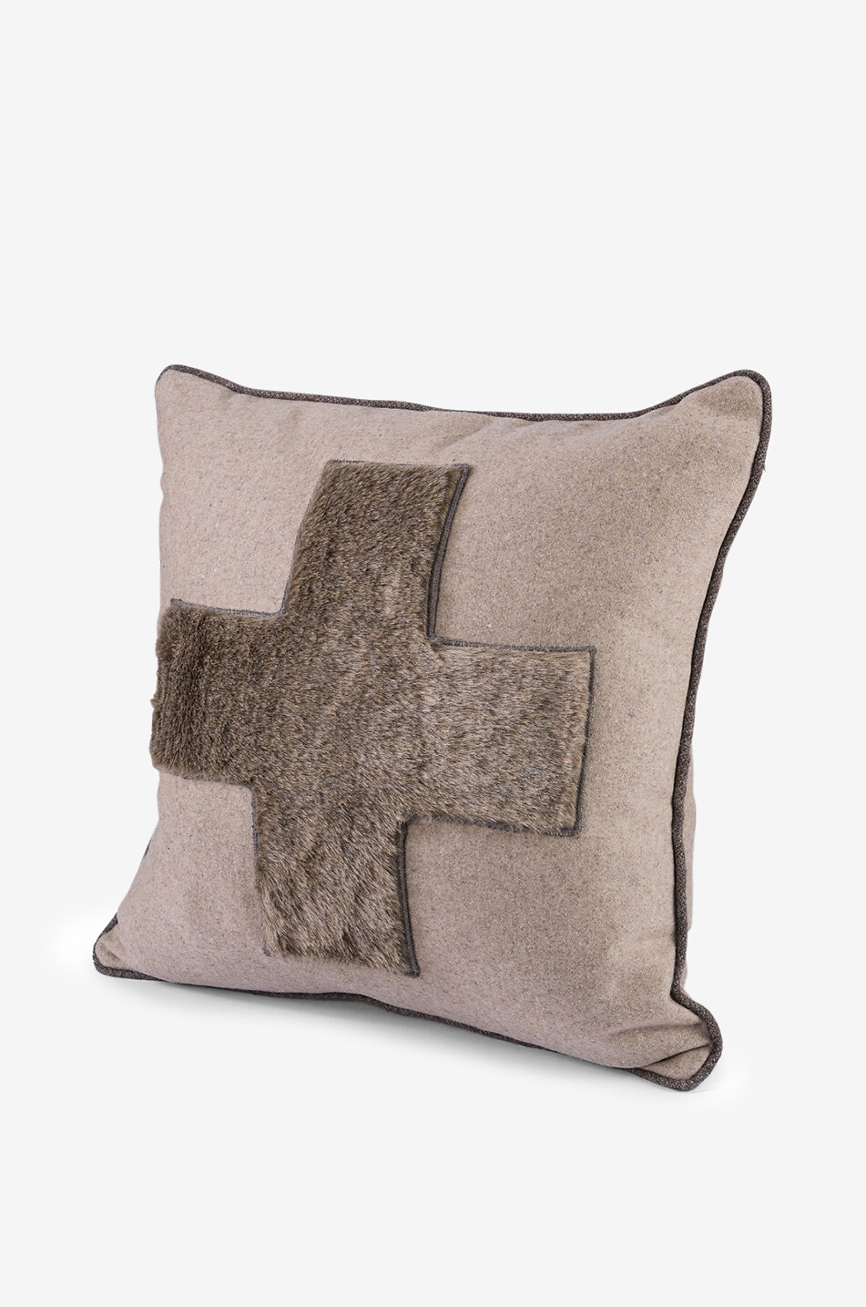 Cross-patterned wool blend cushion