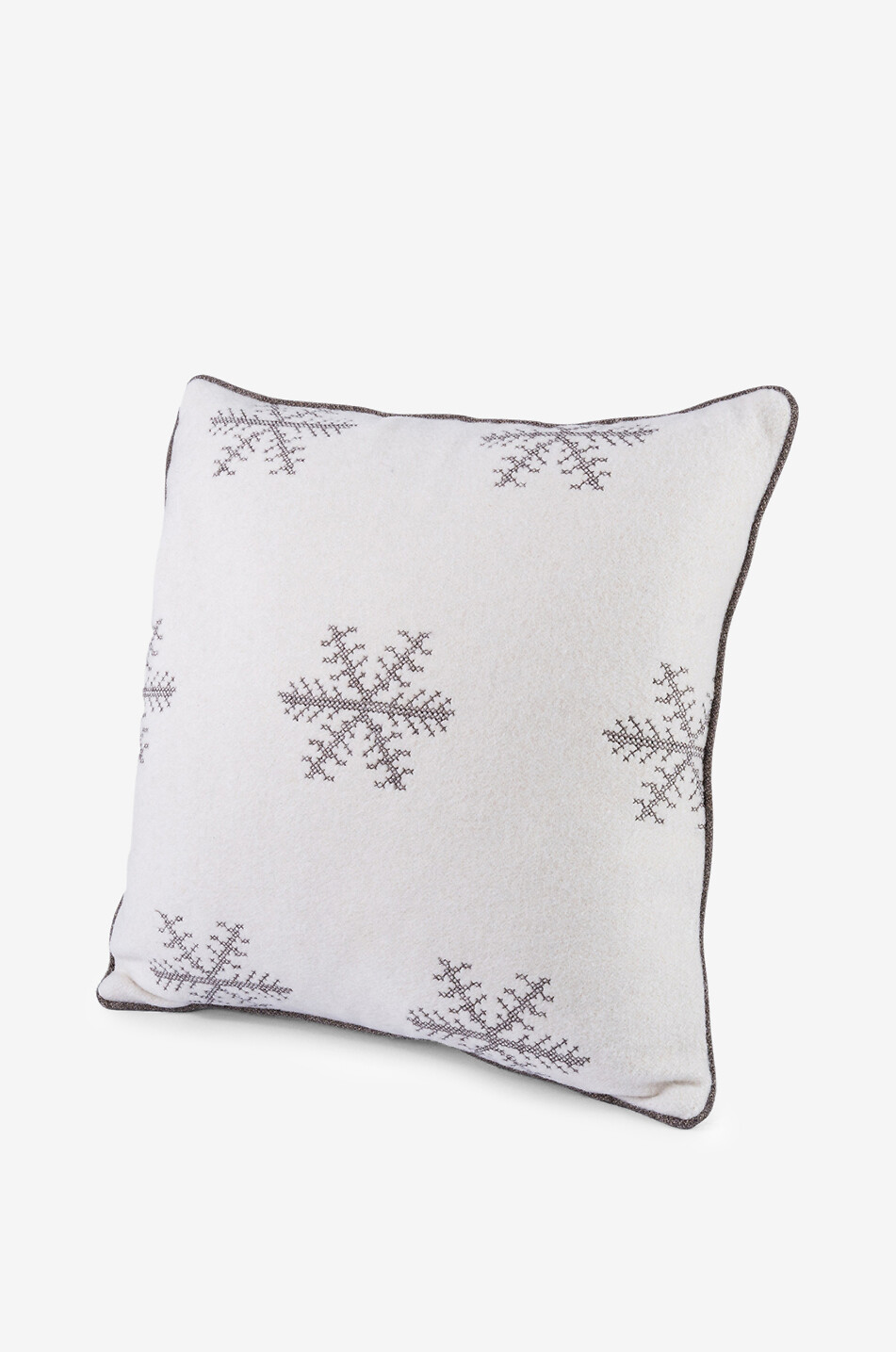 BIELLA FABRICS Ice crystal patterned wool blend square cushion Home EGGSHELL 1