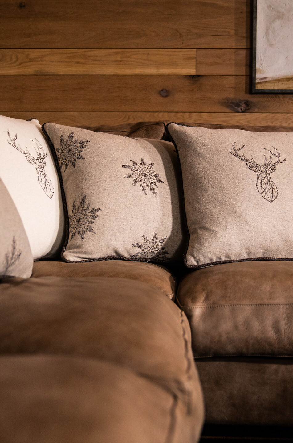 BIELLA FABRICS Ice crystal patterned wool blend square cushion Home EGGSHELL 2