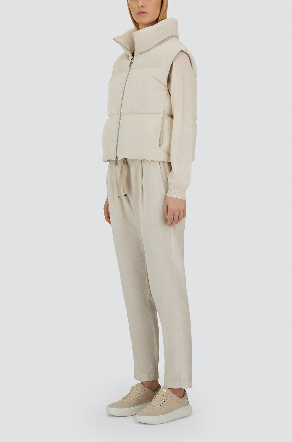 HERNO Jogginghose aus Cord und Lurex Resort Damen Hellbeige 5