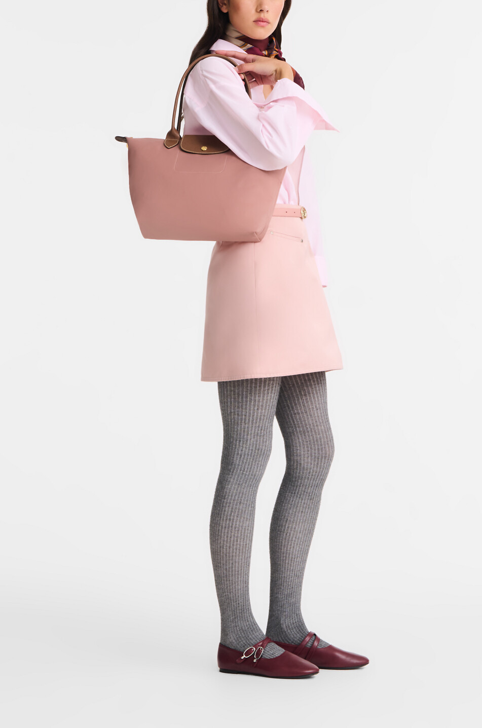 LONGCHAMP Le Pliage Original M coated canvas tote bag Women LIGHT PINK 3