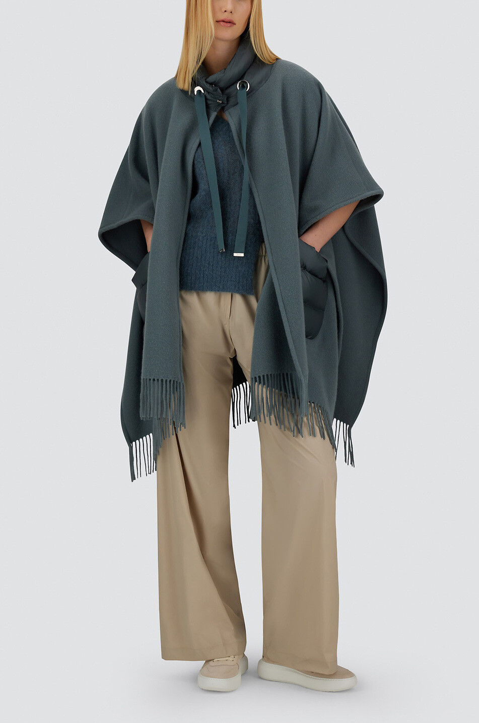 HERNO Resort Warmy Nylon Ultralight wool and cashmere poncho Women DARK BLUE 3