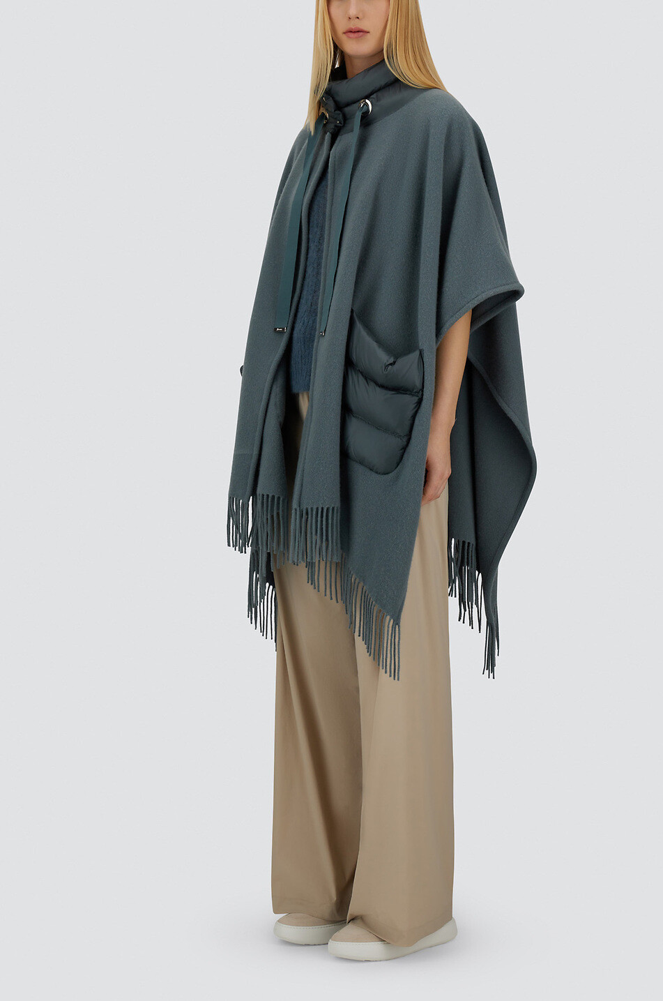 HERNO Resort Warmy Nylon Ultralight wool and cashmere poncho Women DARK BLUE 5