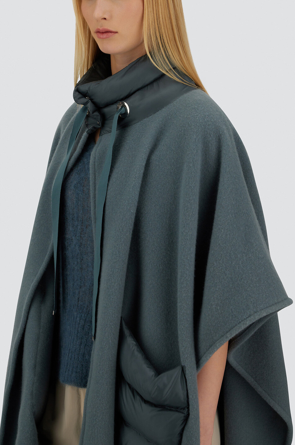 HERNO Resort Warmy Nylon Ultralight wool and cashmere poncho Women DARK BLUE 6