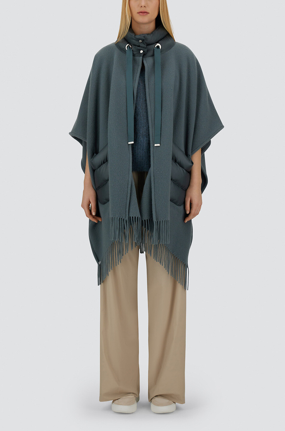 HERNO Resort Warmy Nylon Ultralight wool and cashmere poncho Women DARK BLUE 7