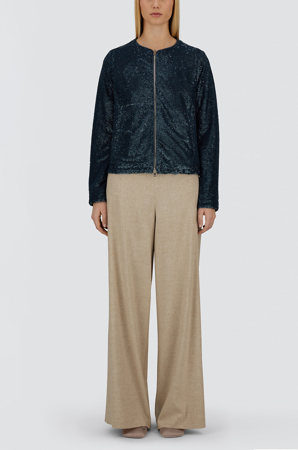 HERNO Resort lightweight short sequin jacket Women DARK BLUE 3