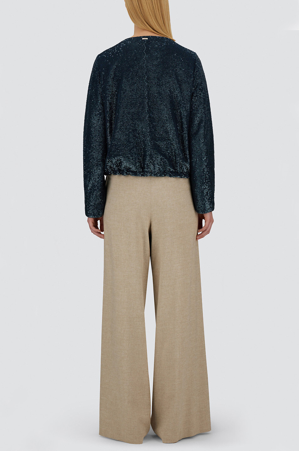 HERNO Resort lightweight short sequin jacket Women DARK BLUE 4