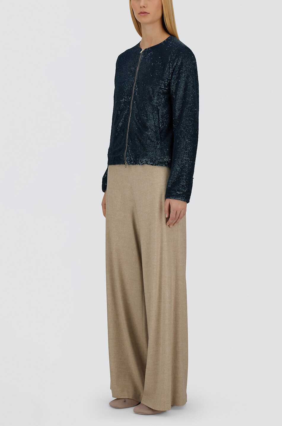 HERNO Resort lightweight short sequin jacket Women DARK BLUE 5