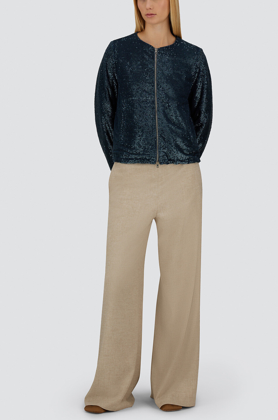 HERNO Resort lightweight short sequin jacket Women DARK BLUE 6