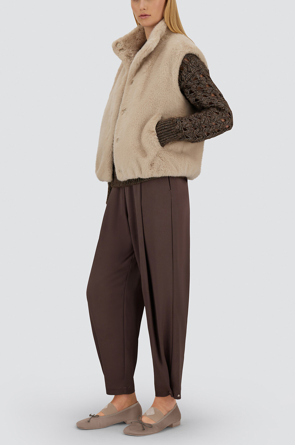 HERNO Resort Mink faux fur vest Women Light beige 7