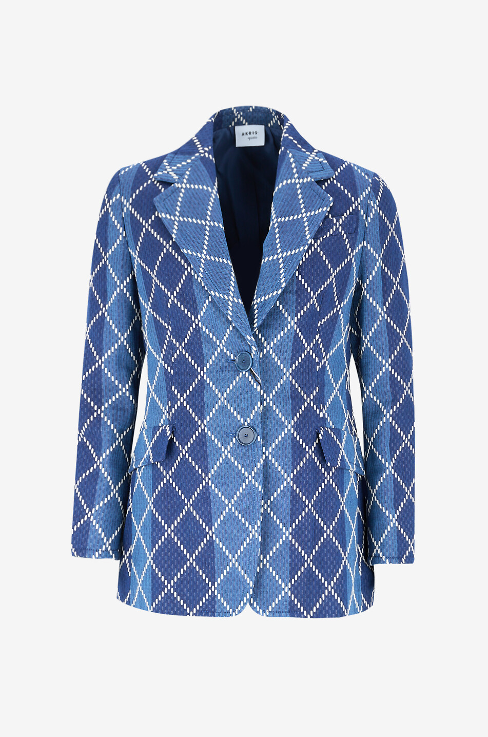 Diamond-patterned cotton jacquard long blazer - AKRIS PUNTO
