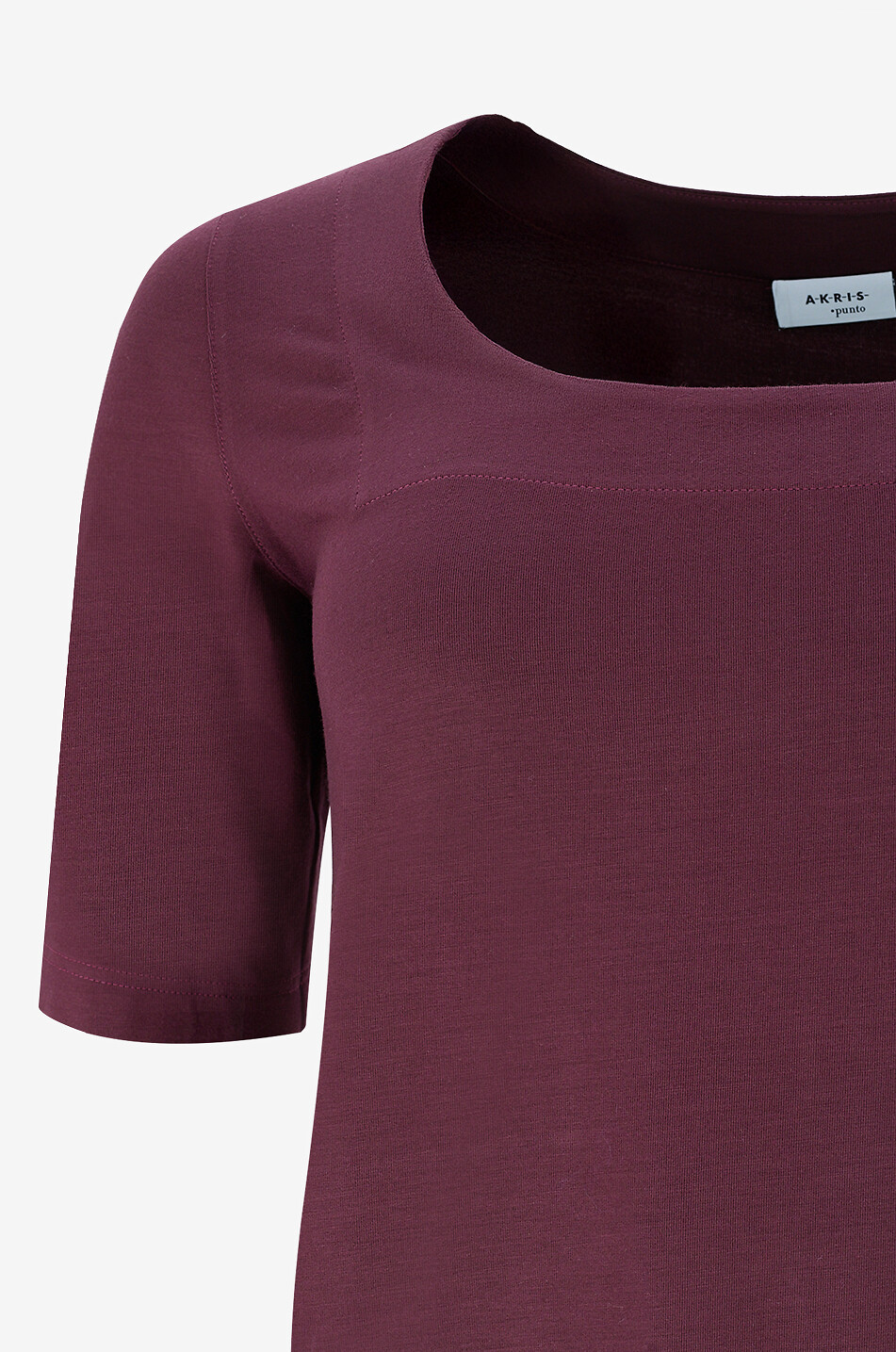 AKRIS PUNTO Square neck modal stretch T-shirt Women DARK RED 3