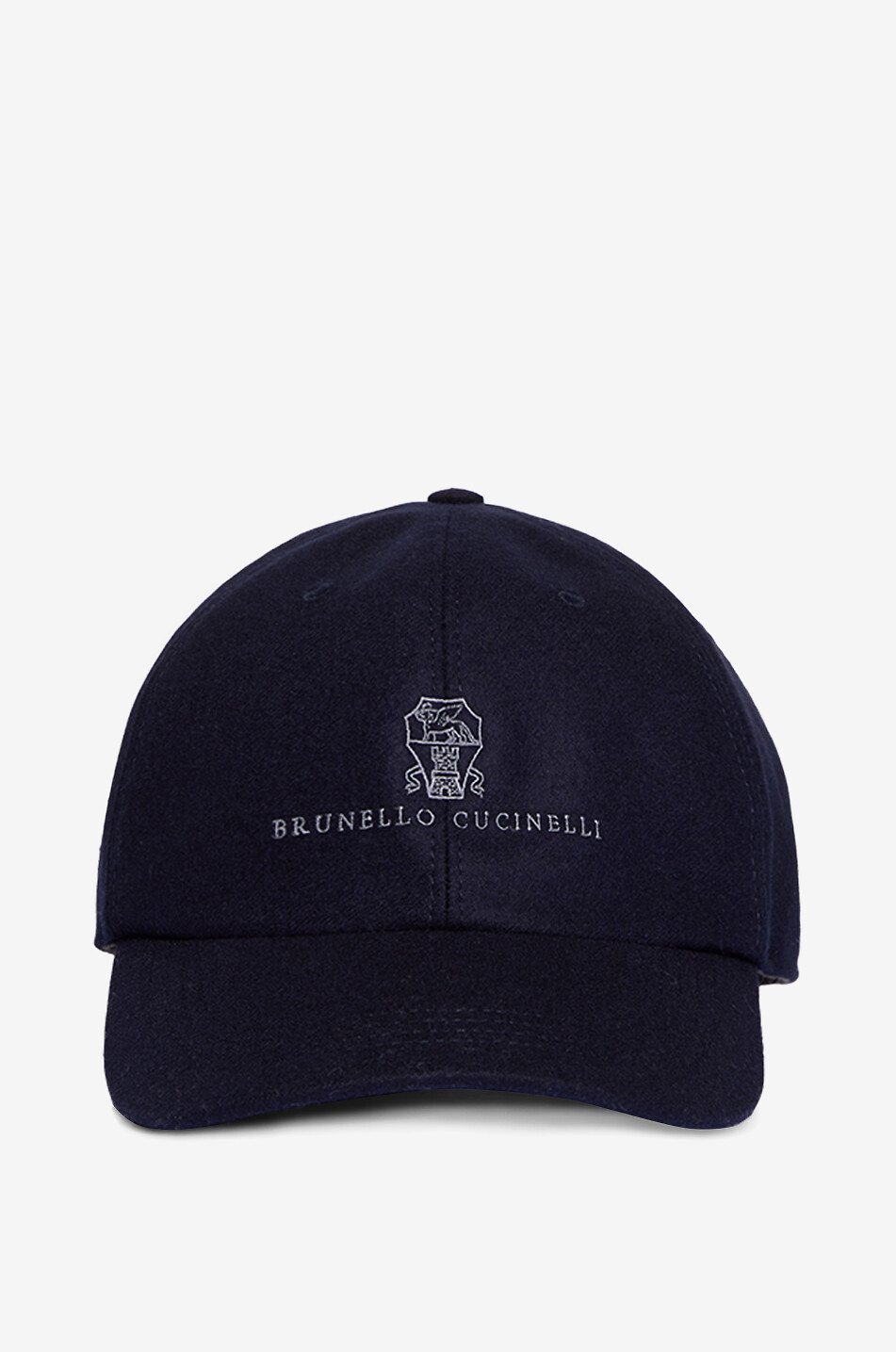 BRUNELLO CUCINELLI Wollflanell-Baseballkappe mit Leder und Logostickerei Herren DUNKELBLAU 1