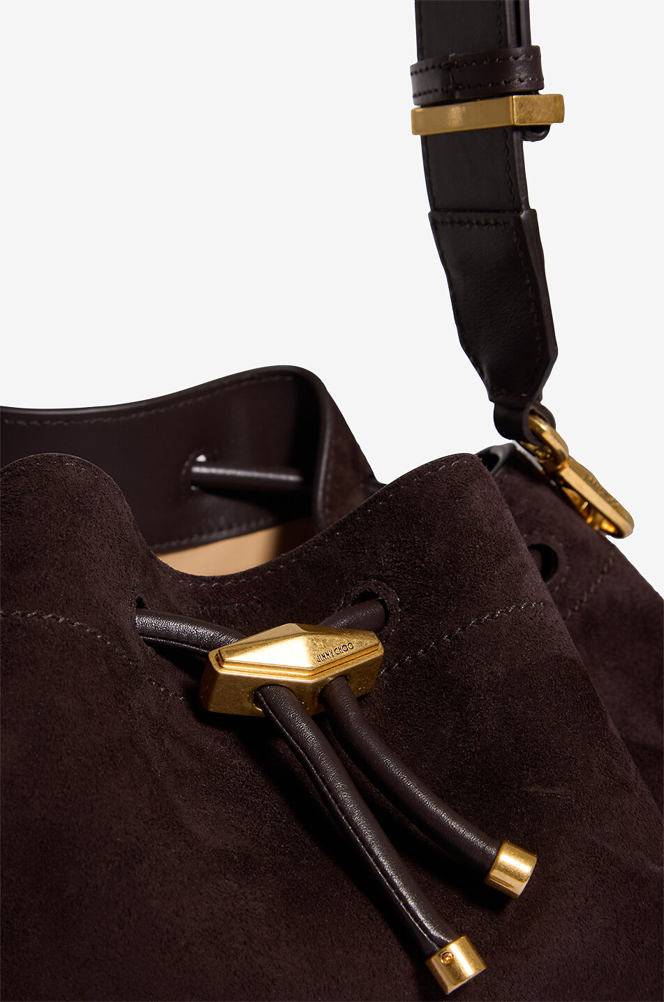 JIMMY CHOO Bon Bon E/W suede bucket bag Women BROWN 6