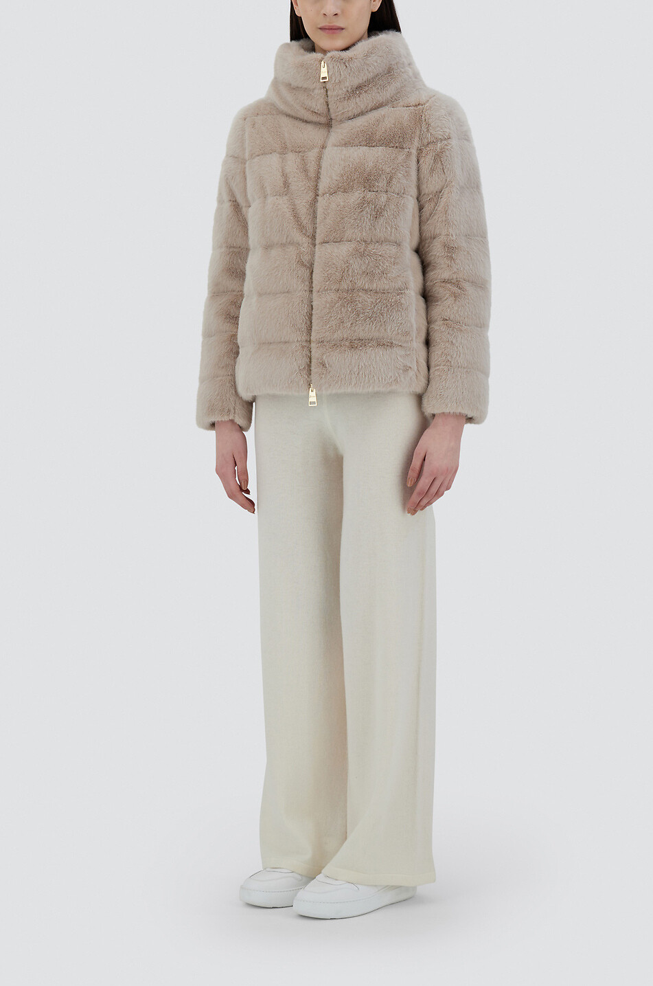 HERNO Resort Mink faux fur short padded jacket Women BEIGE 5