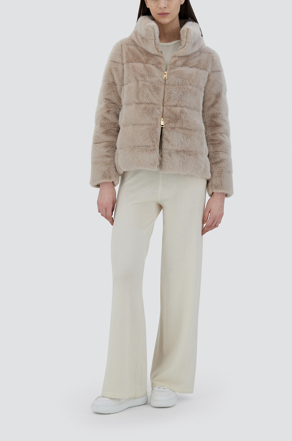 HERNO Resort Mink faux fur short padded jacket Women BEIGE 6