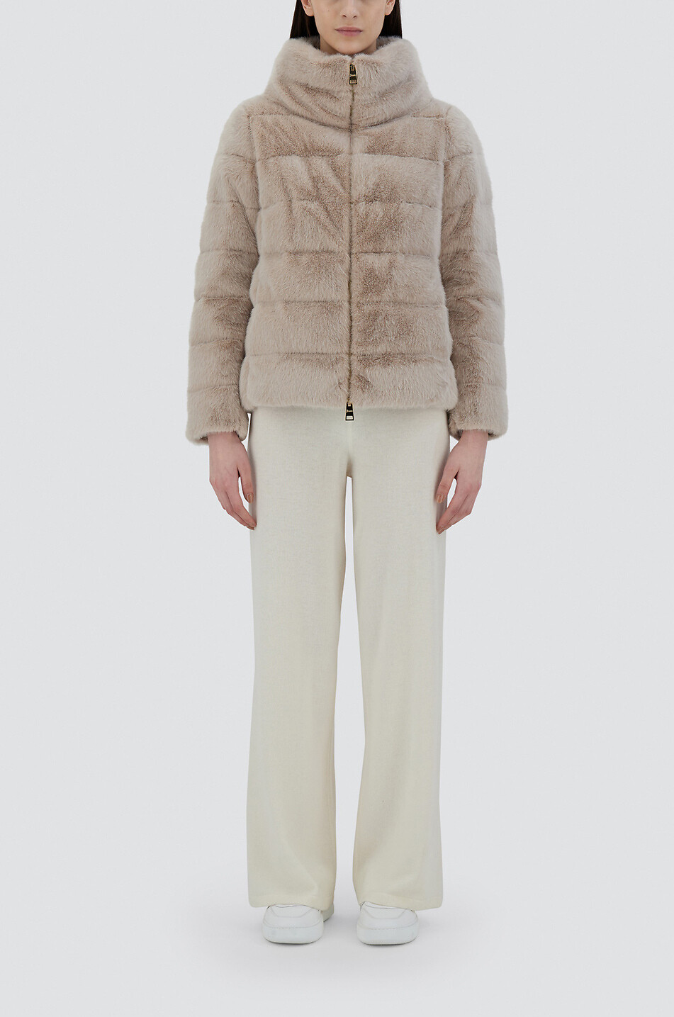 HERNO Resort Mink faux fur short padded jacket Women BEIGE 7
