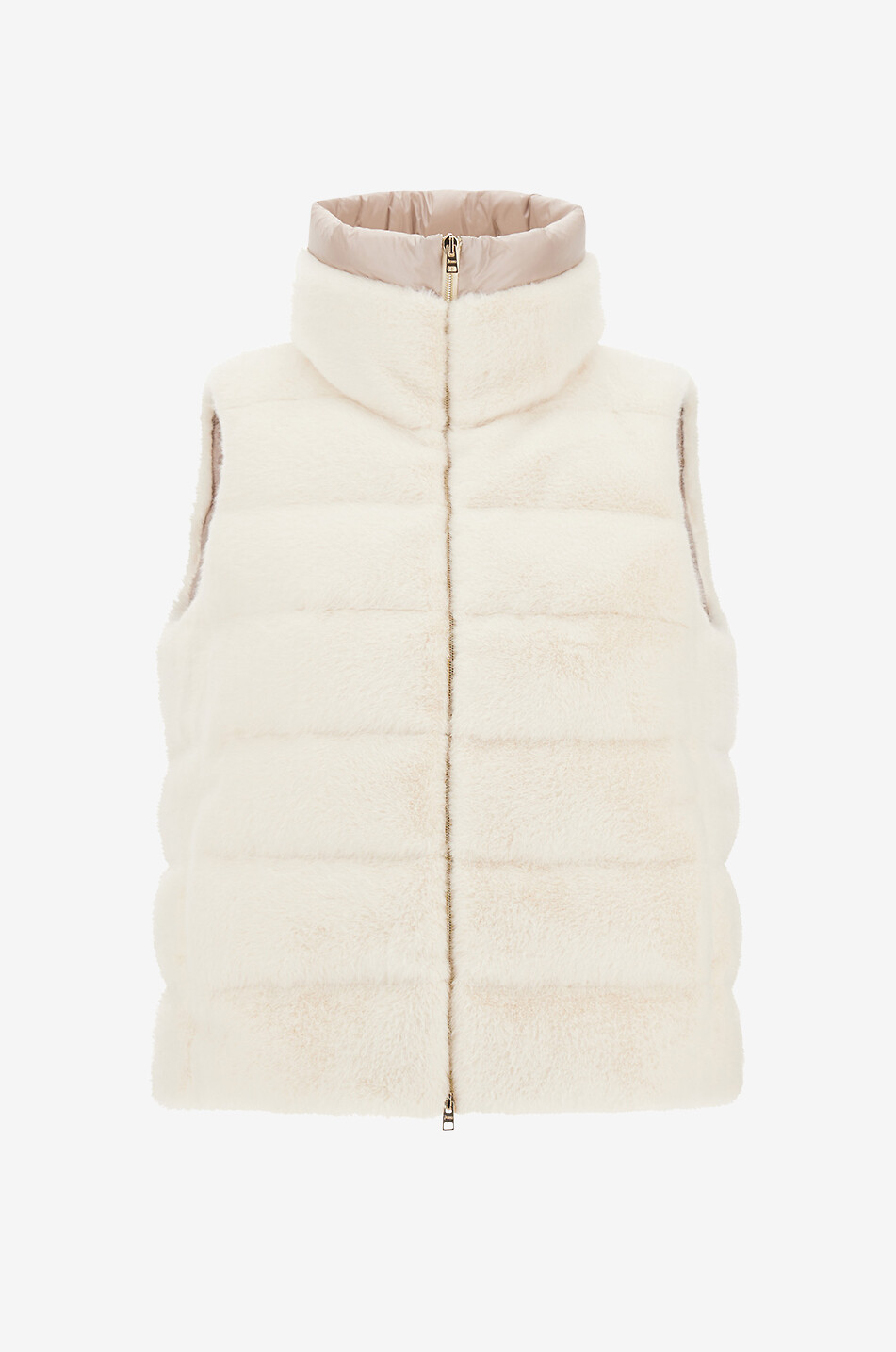 HERNO Faux fur and nylon sleeveless down jacket Women WHITE 1
