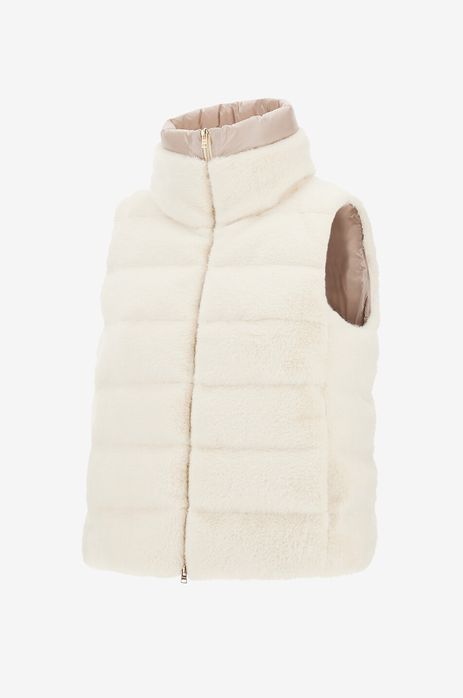 HERNO Faux fur and nylon sleeveless down jacket Women WHITE 3