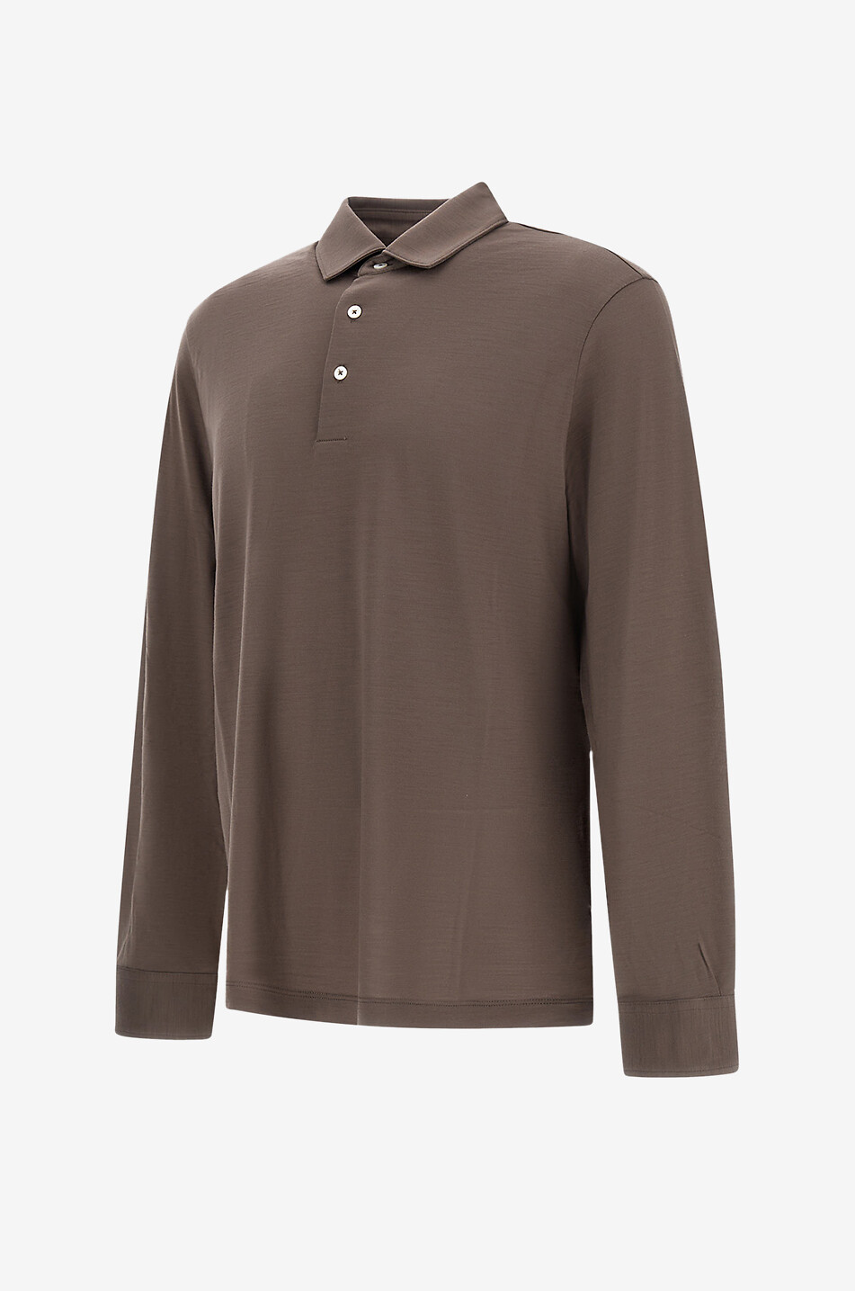 HERNO Resort wool long-sleeved polo shirt Men BROWN 2
