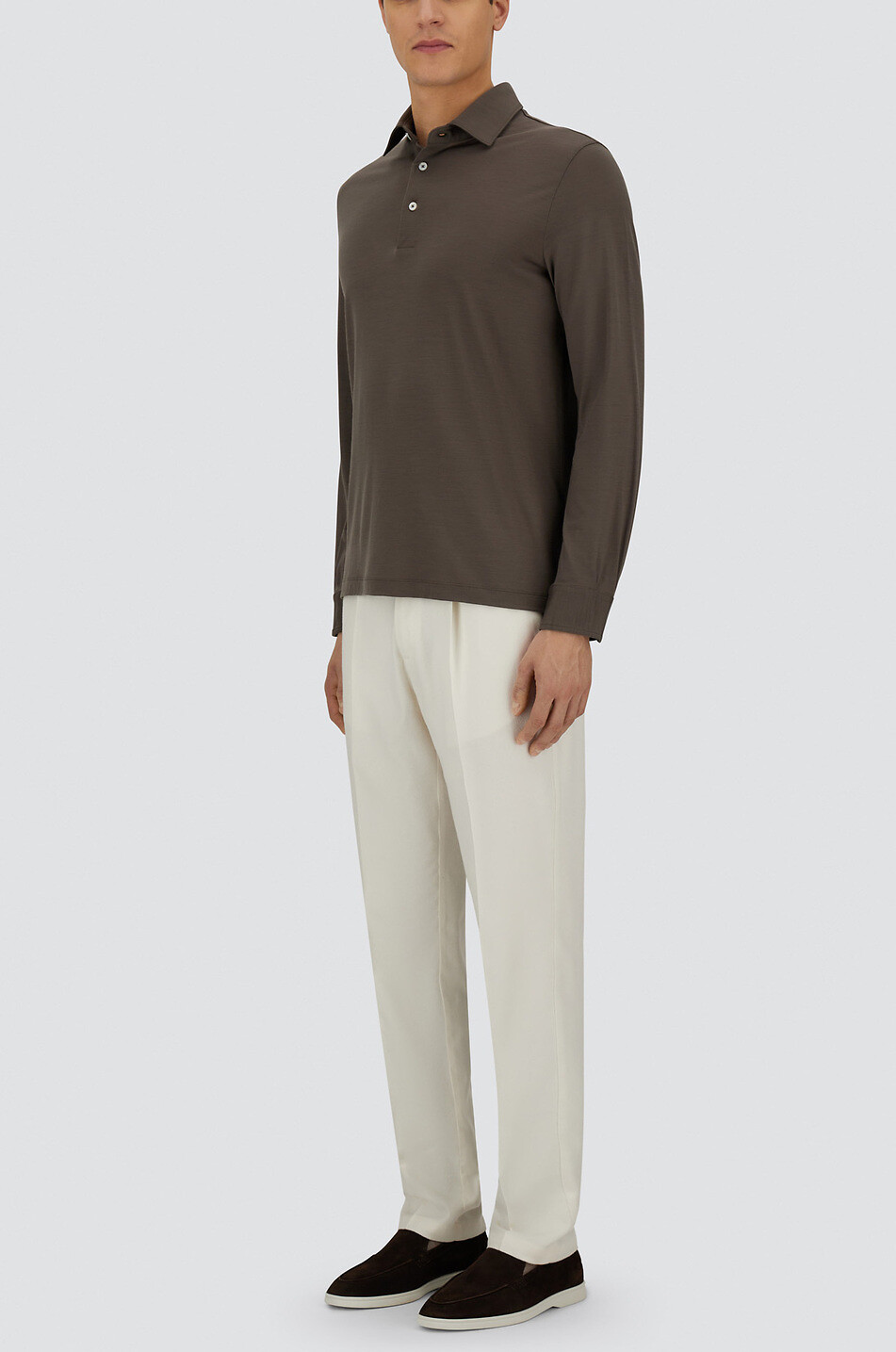 HERNO Resort wool long-sleeved polo shirt Men BROWN 5