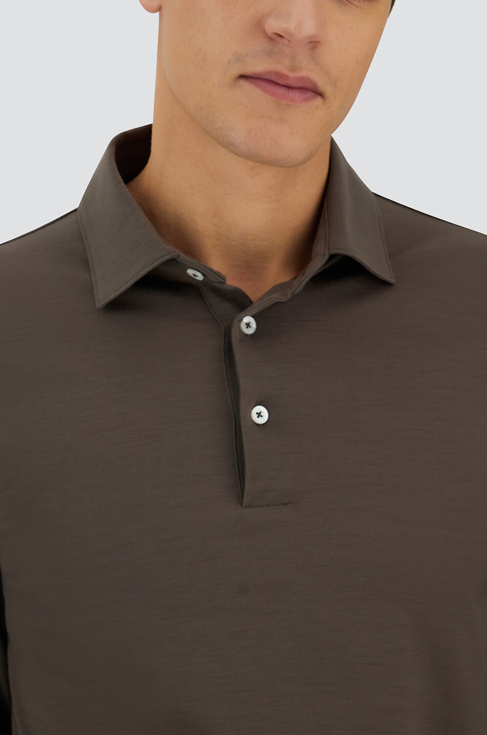HERNO Resort wool long-sleeved polo shirt Men BROWN 6