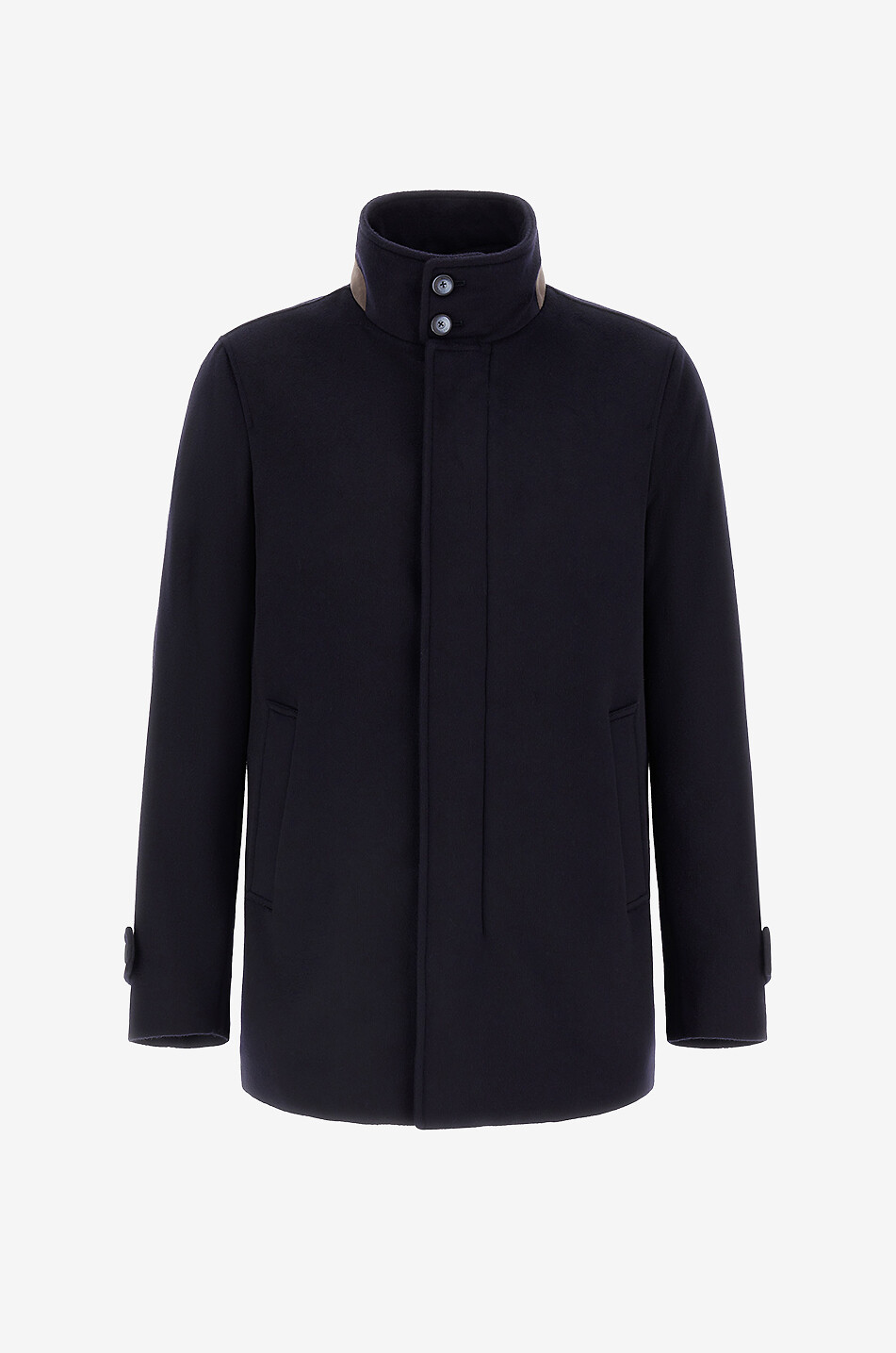 HERNO Short coat in cashmere with stand-up collar Men DARK BLUE 1