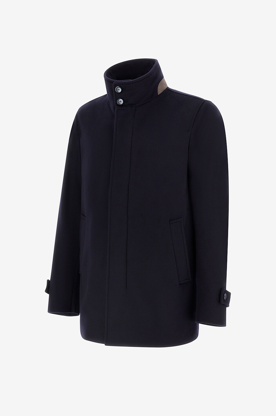 HERNO Short coat in cashmere with stand-up collar Men DARK BLUE 3