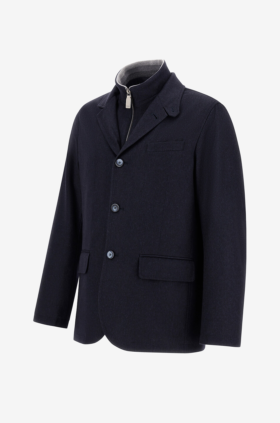 HERNO Blazer en soie et cachemire à plastron Resort Homme BLEU FONCE 6