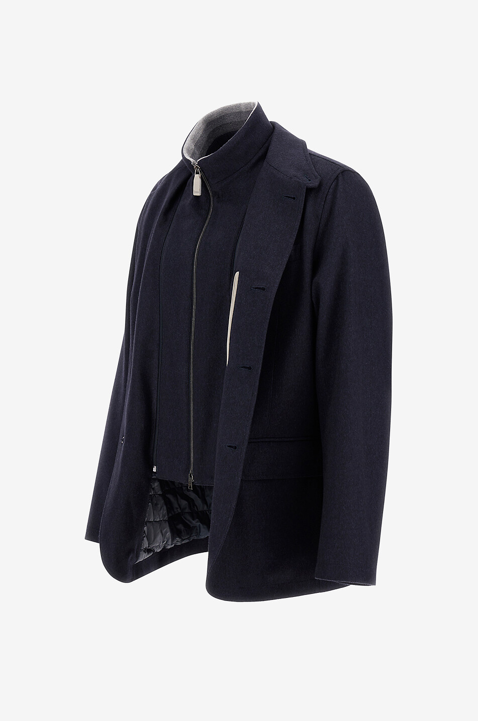 HERNO Blazer en soie et cachemire à plastron Resort Homme BLEU FONCE 7