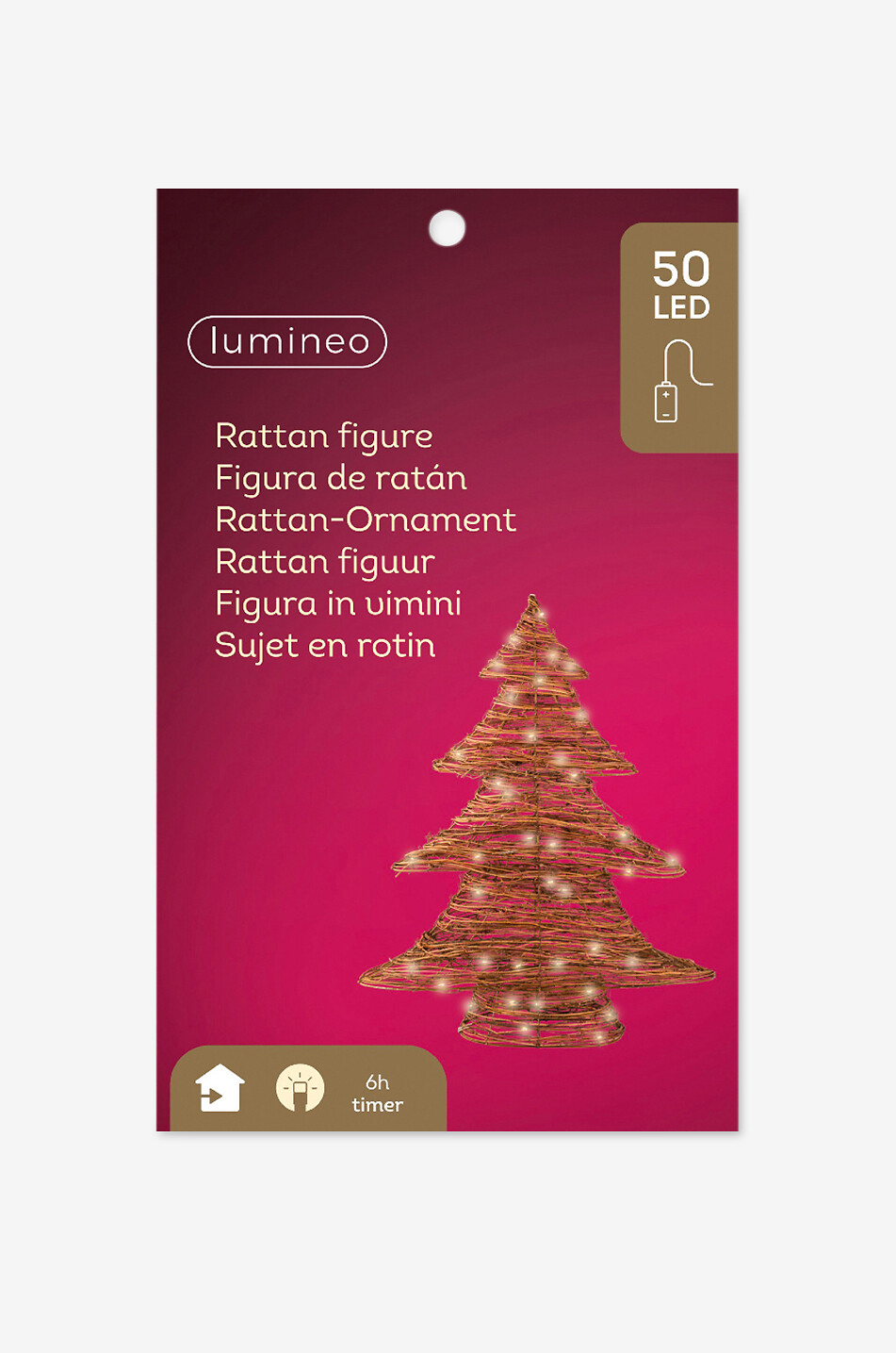 KAEMINGK Rattan light-up fir tree with 50 LED lights Home BROWN 2