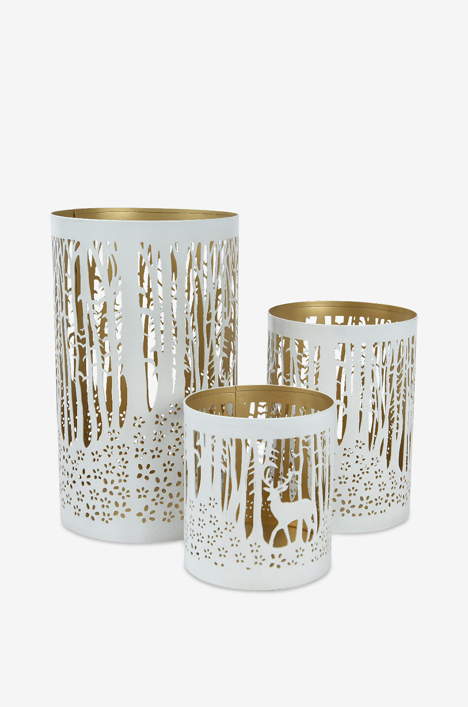 Forest Cut-Out set of 3 metal lanterns