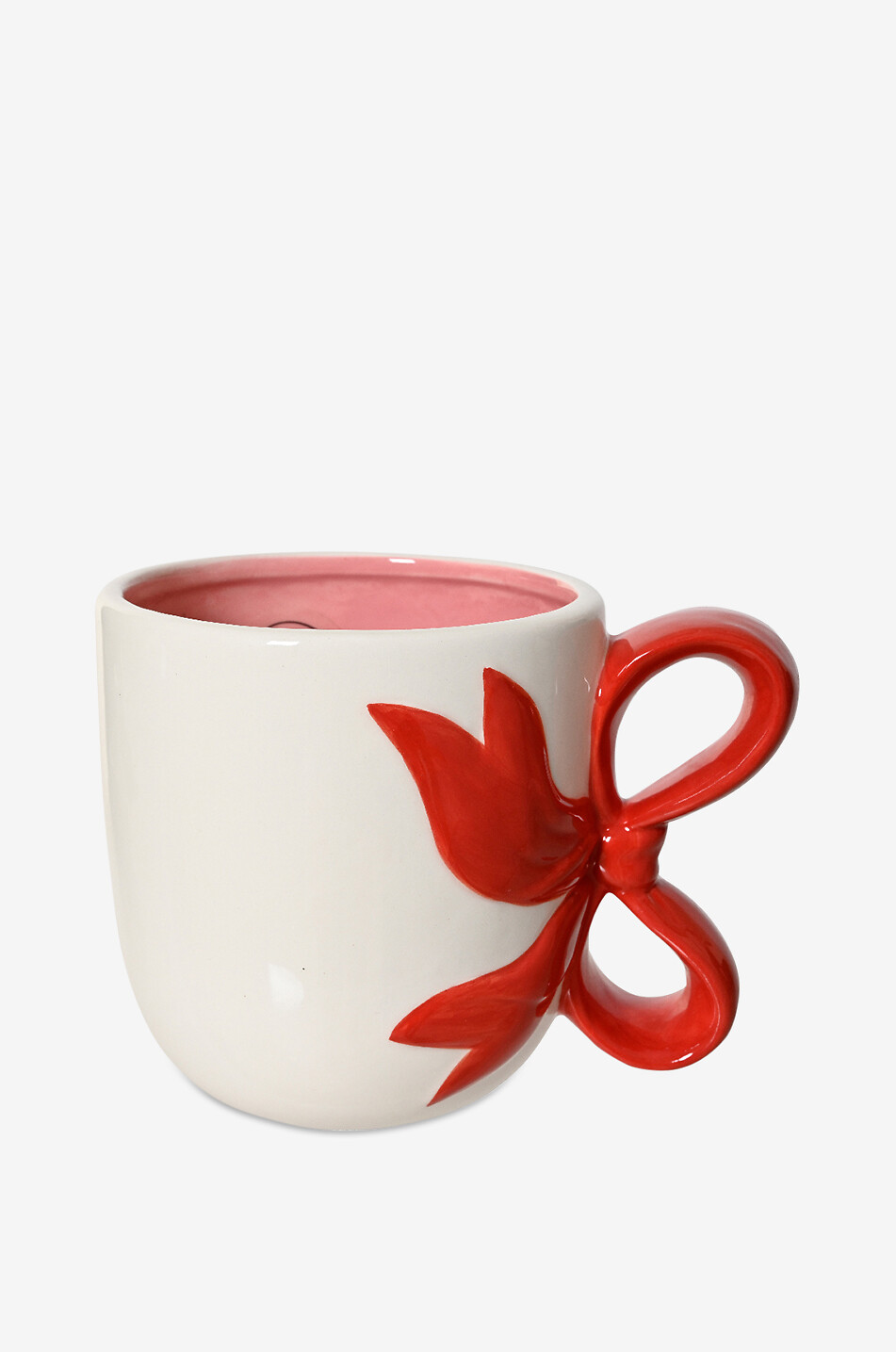 Christmas mug with bow-shaped handle