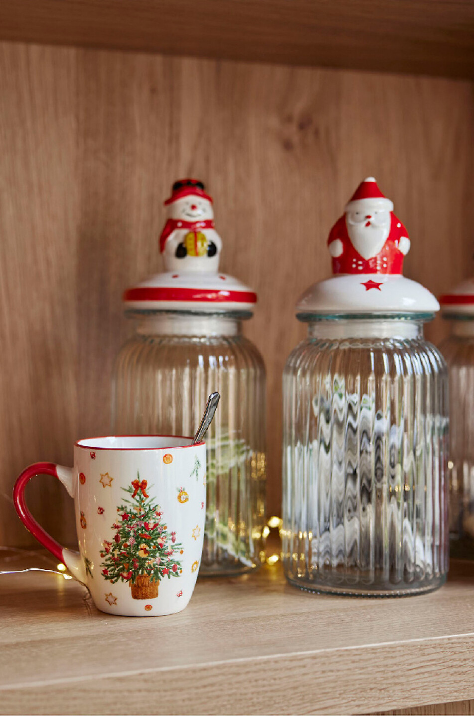 KAEMINGK Lot de 3 bocaux en verre à couvercle décoratif Christmas Maison MULTICOLORE 2