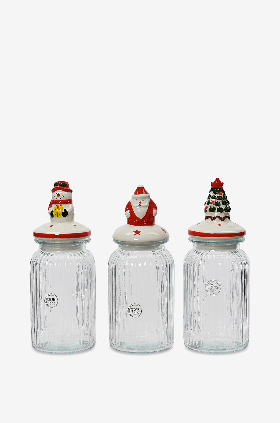 KAEMINGK Lot de 3 bocaux en verre à couvercle décoratif Christmas Maison MULTICOLORE 1
