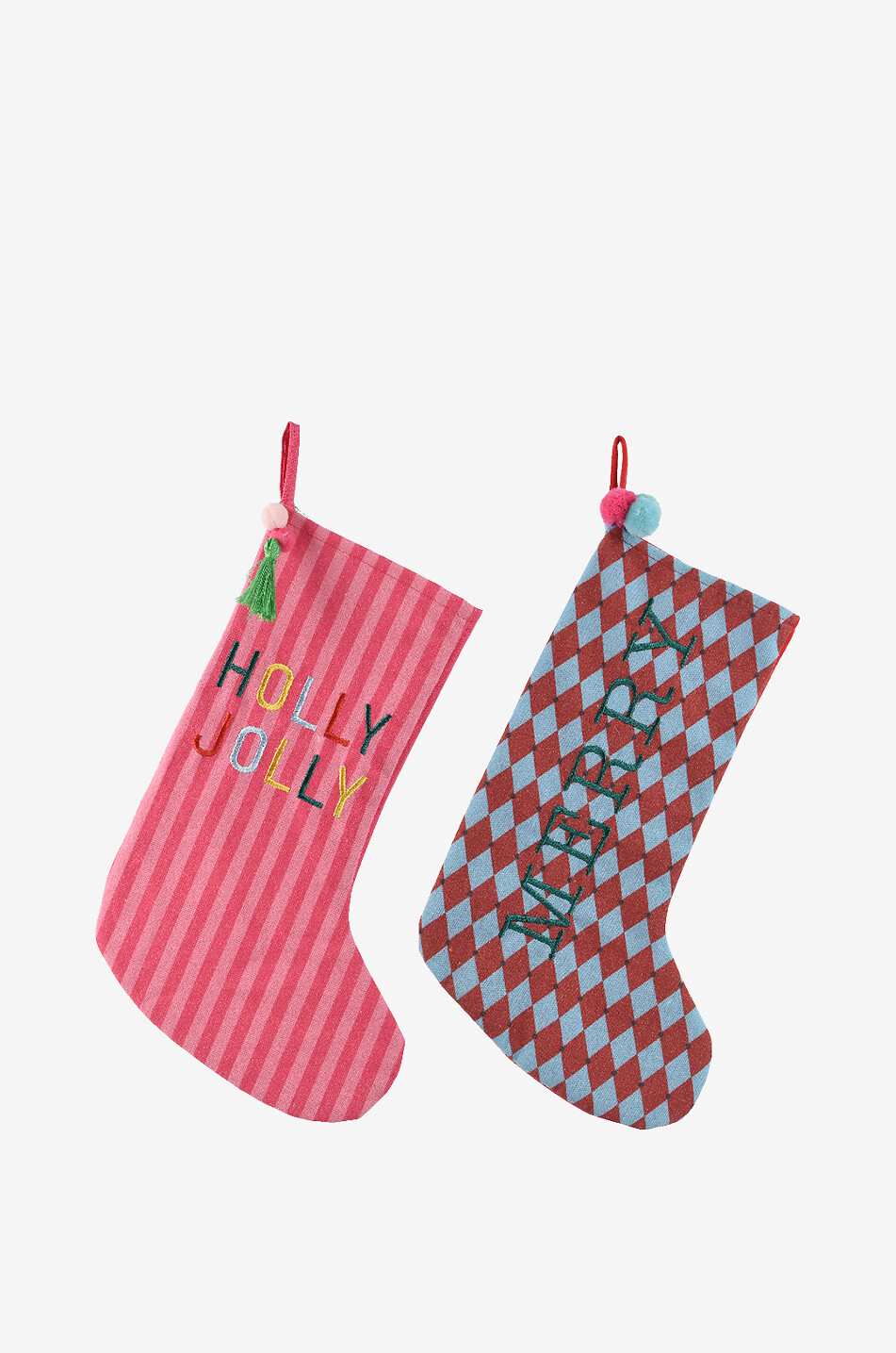 Lot de 2 chaussettes de Noël Holly Jolly Merry