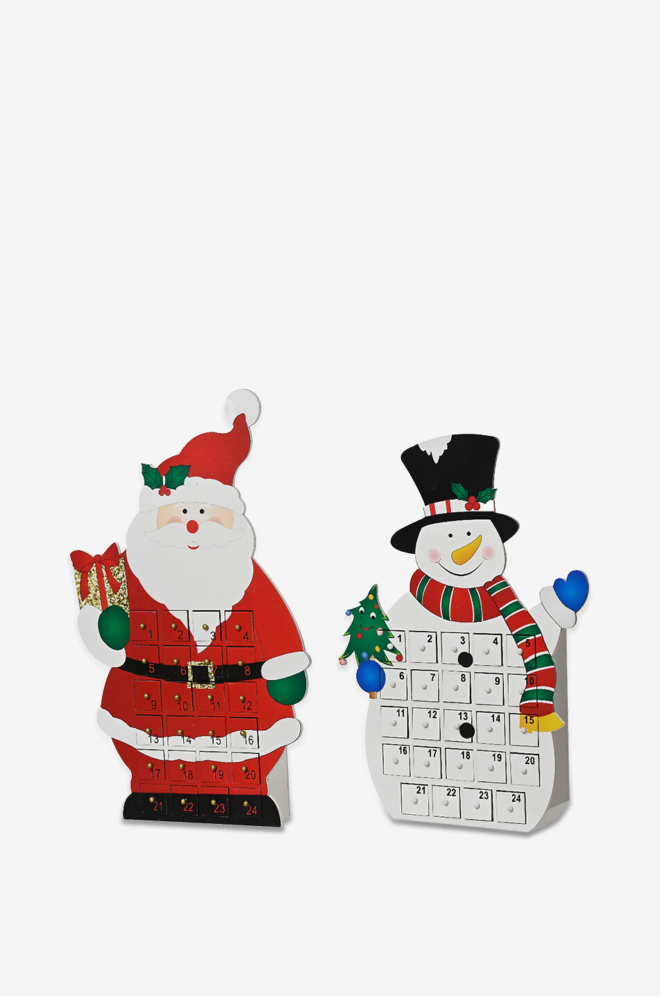 KAEMINGK Lot de 2 calendriers de l'Avent à garnir Santa & Frosty Maison MULTICOLORE 1