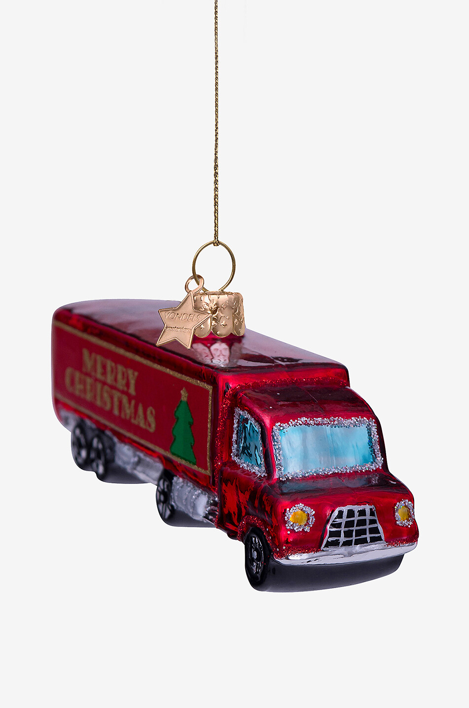 VONDELS Weihnachtsbaumkugel mit Lkw-Gravur Heritage Haus ROT 2