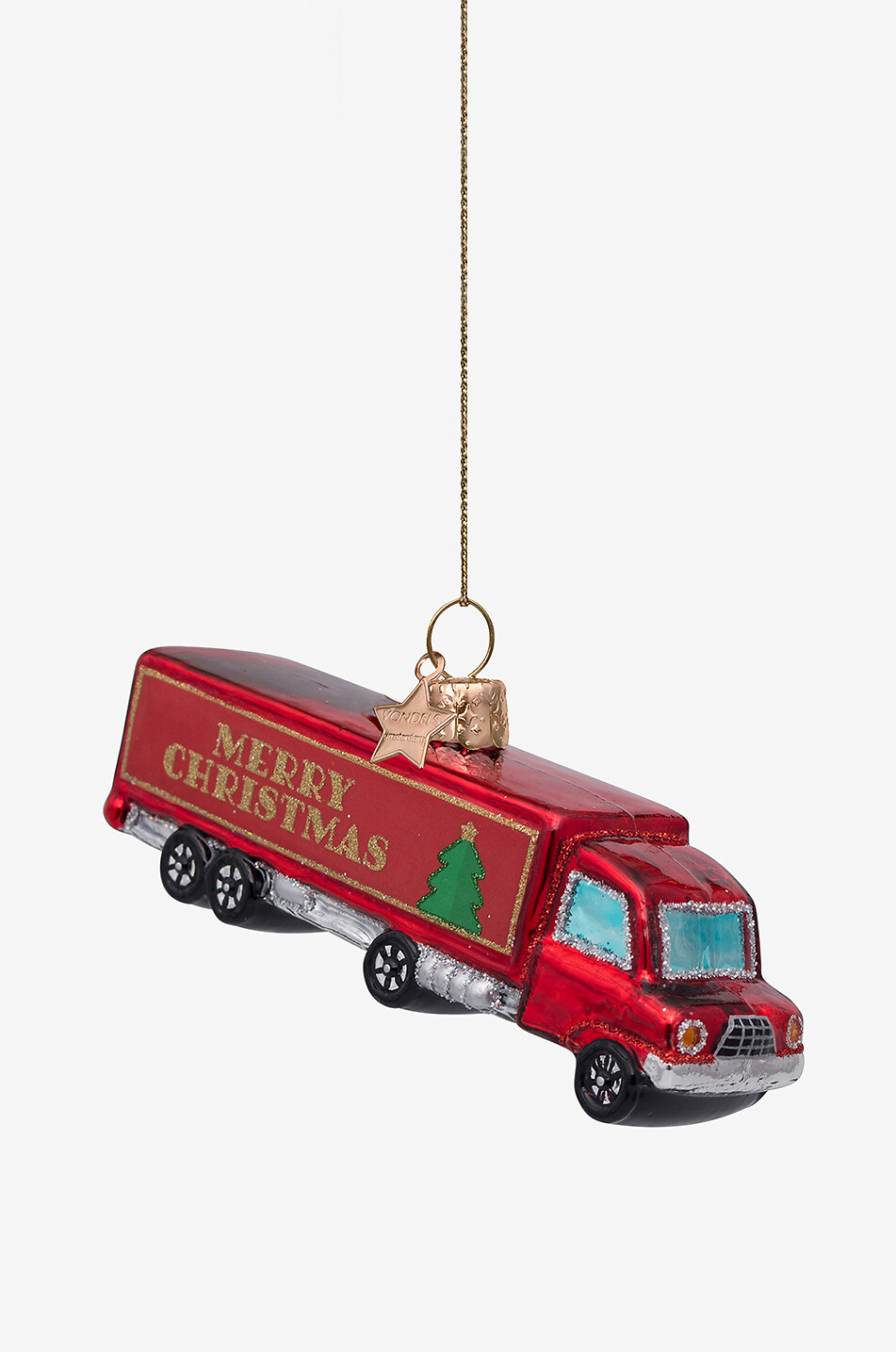 VONDELS Weihnachtsbaumkugel mit Lkw-Gravur Heritage Haus ROT 5