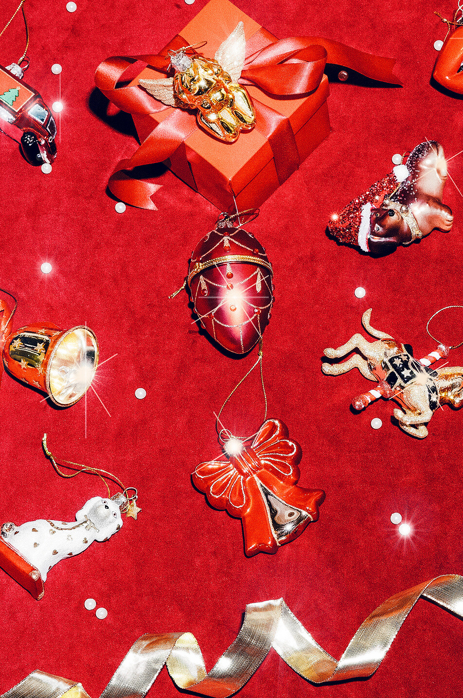 VONDELS Weihnachtsbaumkugel mit Lkw-Gravur Heritage Haus ROT 3