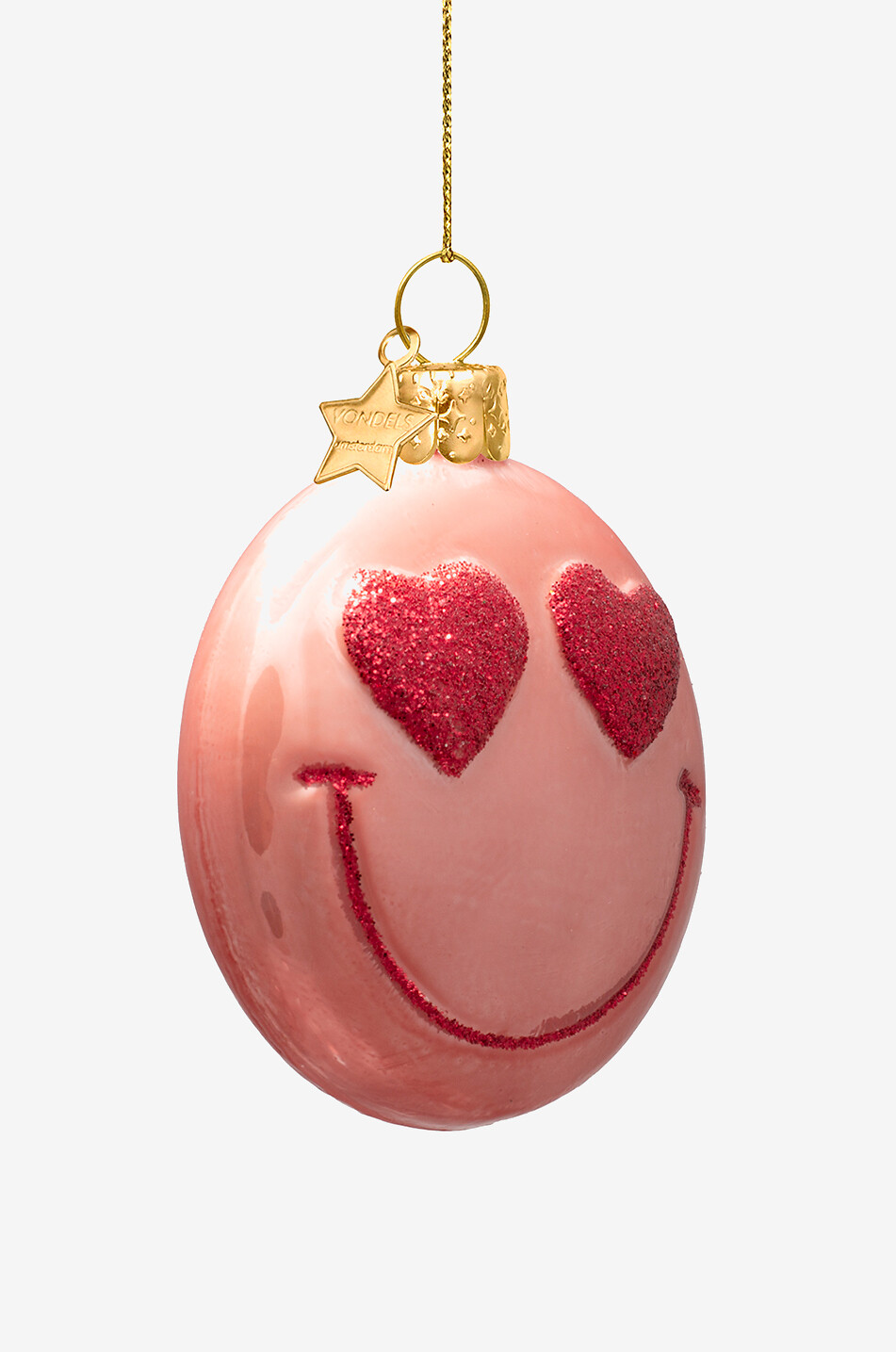VONDELS Boule de Noël en verre smiley rose orange Maison ROSE 5