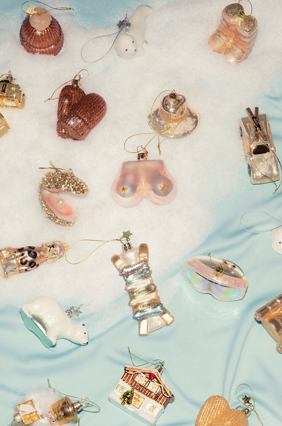 VONDELS Boule de Noël en verre masque de ski Maison ROSE 4