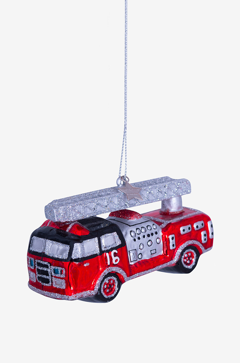 VONDELS Christmas Glass Fire Truck Bauble H6 Home RED 3