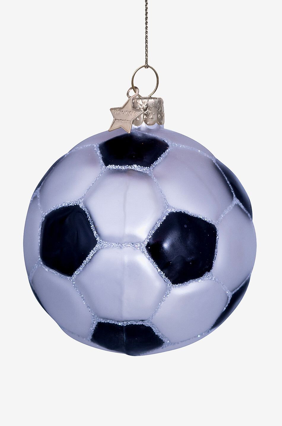 VONDELS Christmas football glass bauble in black white Home MULTI COLOURED 2