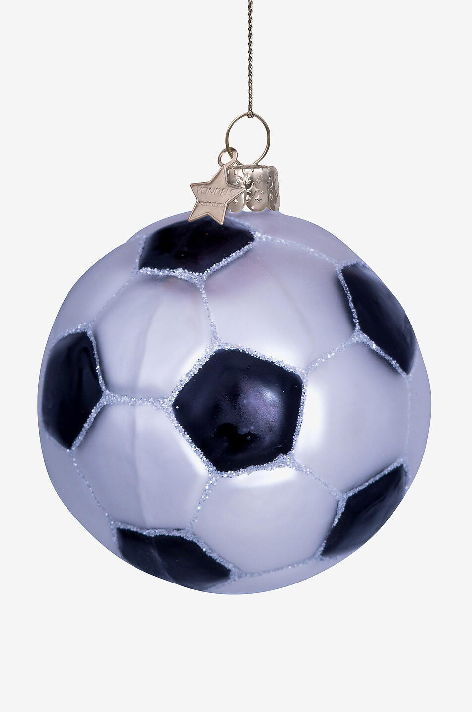 VONDELS Christmas football glass bauble in black white Home MULTI COLOURED 4